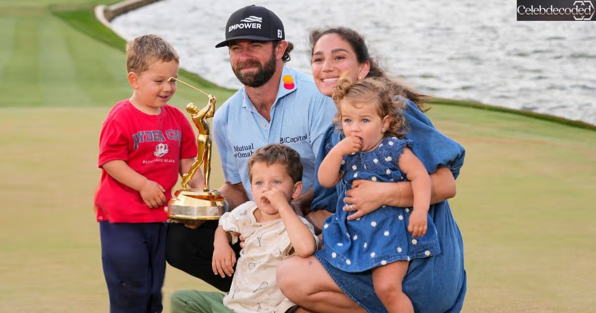Cameron Young with his wife Kelsey, sons John and Henry and daughter Vivienne